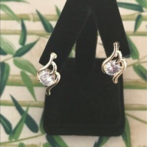 Cubic zirconia and silver necklace and earrings set